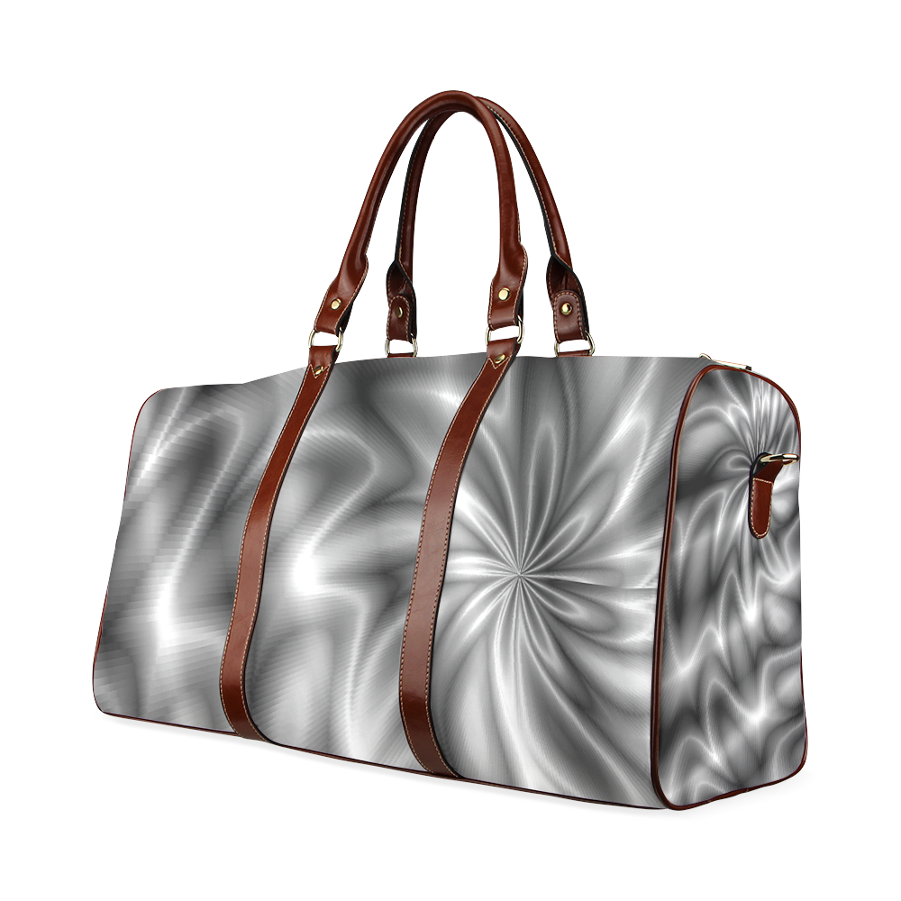 Silver Shiny Swirl Waterproof Travel Bag/Large (Model 1639)