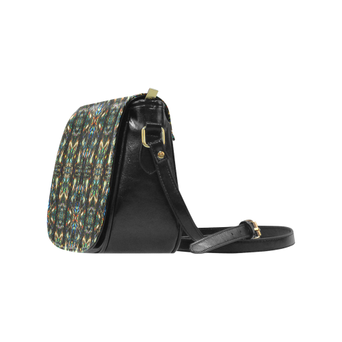Glitzy Sparkly Mystic Festive Black Glitter Ornament Pattern Classic Saddle Bag/Small (Model 1648)