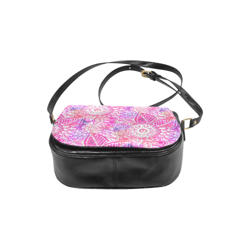 Pink Boho Flowers Classic Saddle Bag/Large (Model 1648)