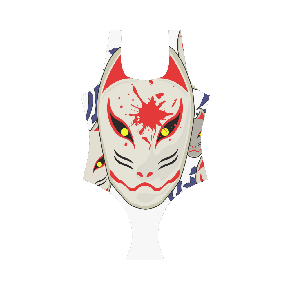 Japanese Fox Mask Vest One Piece Swimsuit (Model S04)