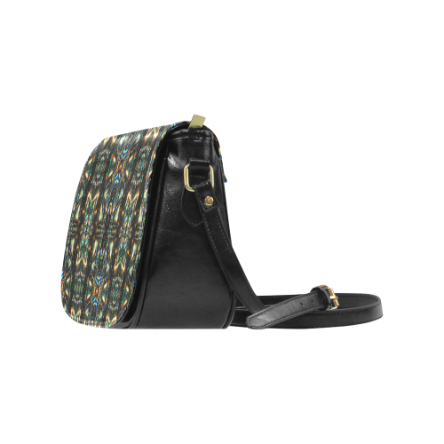 Glitzy Sparkly Mystic Festive Black Glitter Ornament Pattern Classic Saddle Bag/Large (Model 1648)