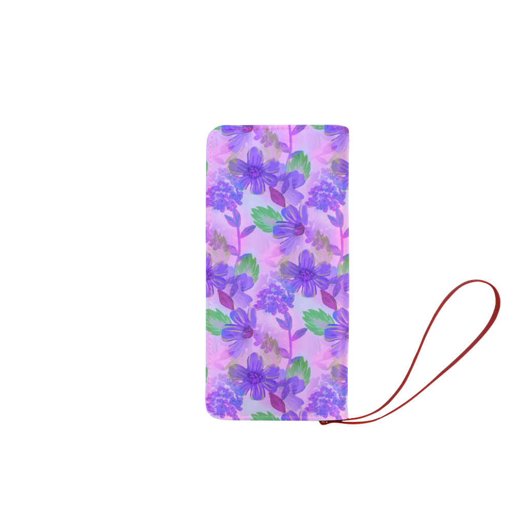 Purple Flowers Women's Clutch Wallet (Model 1637)