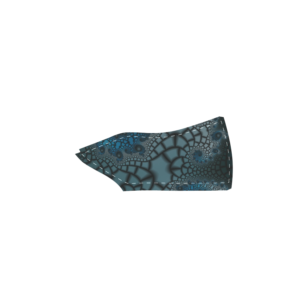 blue fractal Women's Slip-on Canvas Shoes (Model 019)