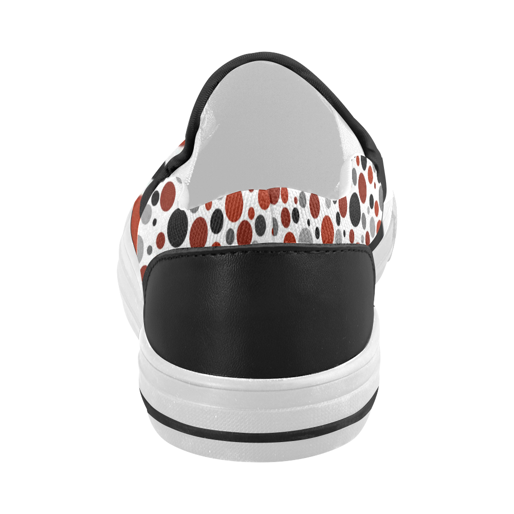 red black gray polka dot Women's Slip-on Canvas Shoes (Model 019)