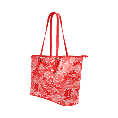Camo Red Camouflage Pattern Print Leather Tote Bag/Large (Model 1651)