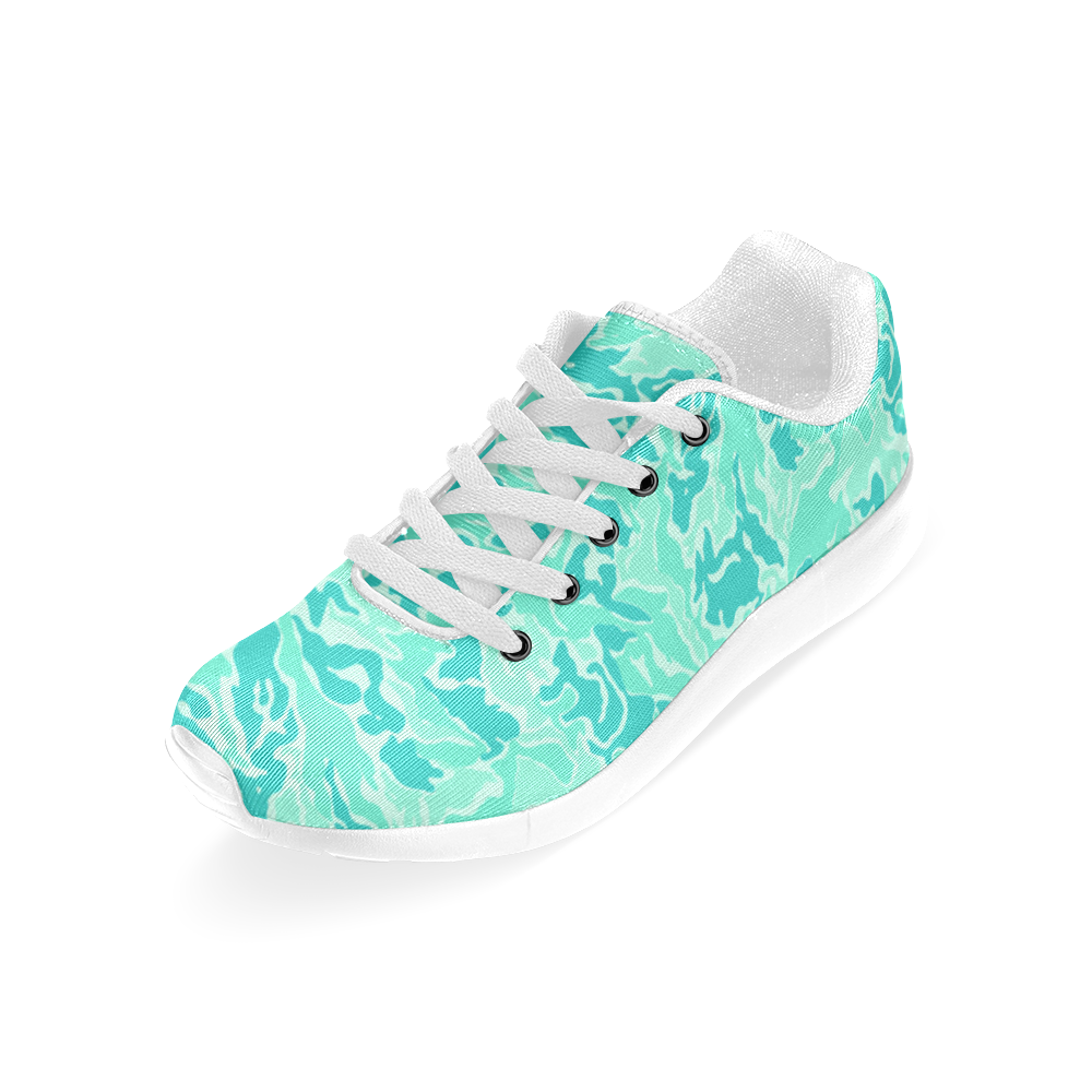 Camo Turquoise Camouflage Pattern Print Women’s Running Shoes (Model 020)