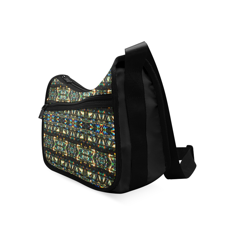Glitzy Sparkly Mystic Festive Black Glitter Ornament Pattern Crossbody Bags (Model 1616)
