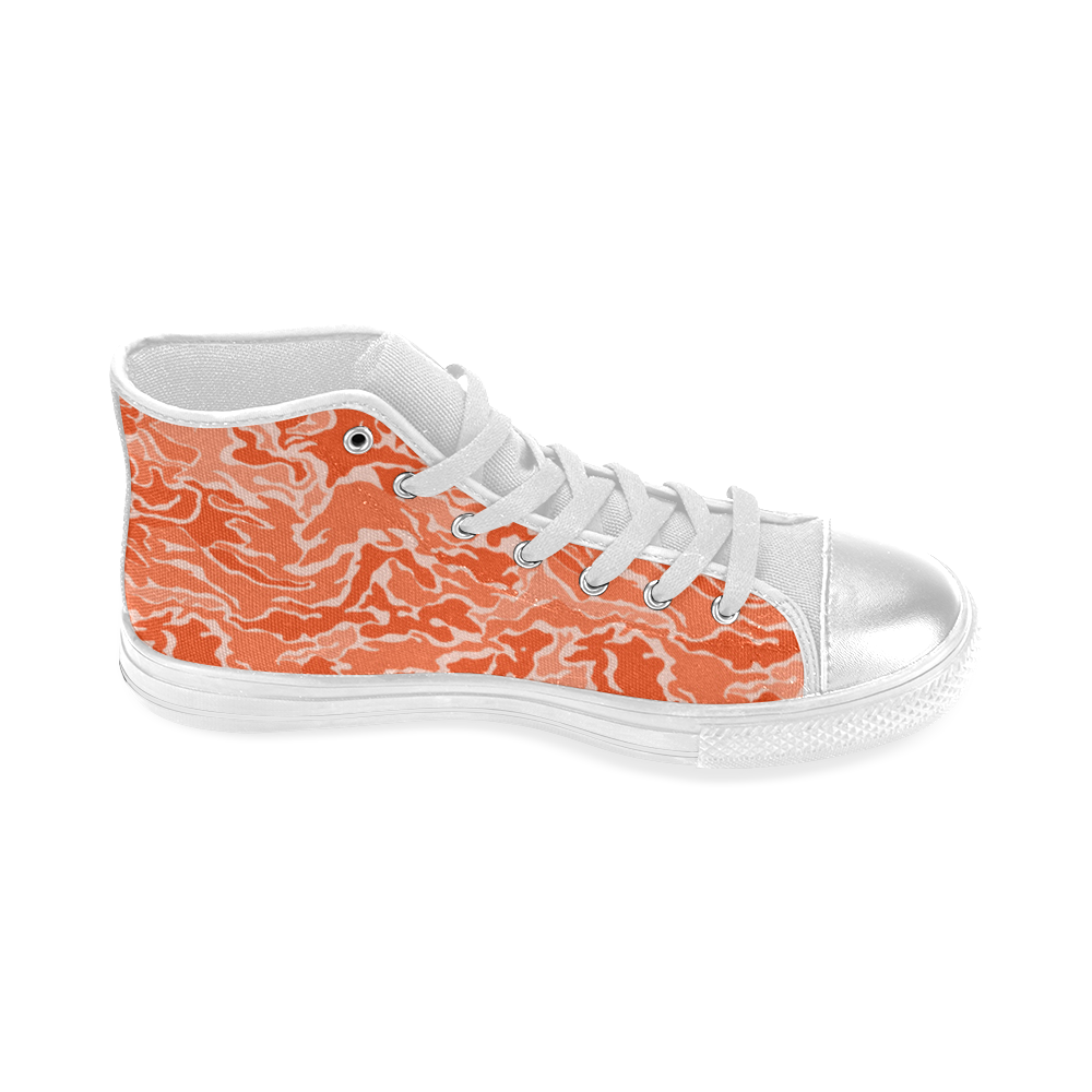 Camo Orange Camouflage Pattern Print Women's Classic High Top Canvas Shoes (Model 017)