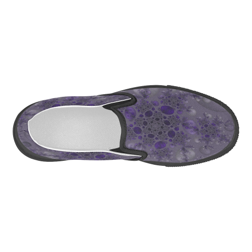 Purple fractal art Women's Slip-on Canvas Shoes (Model 019)