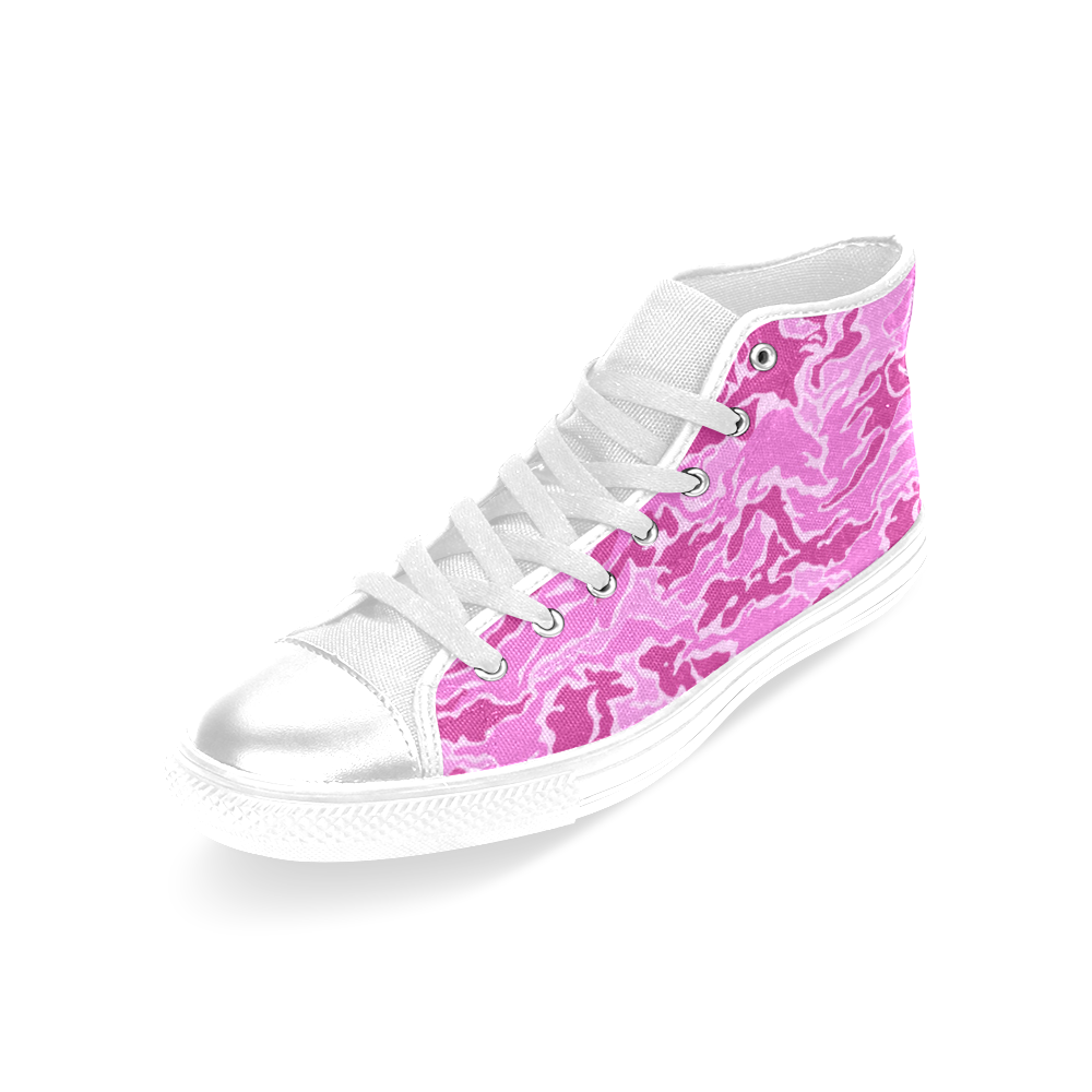 Camo Pink Camouflage Pattern Print Women's Classic High Top Canvas Shoes (Model 017)