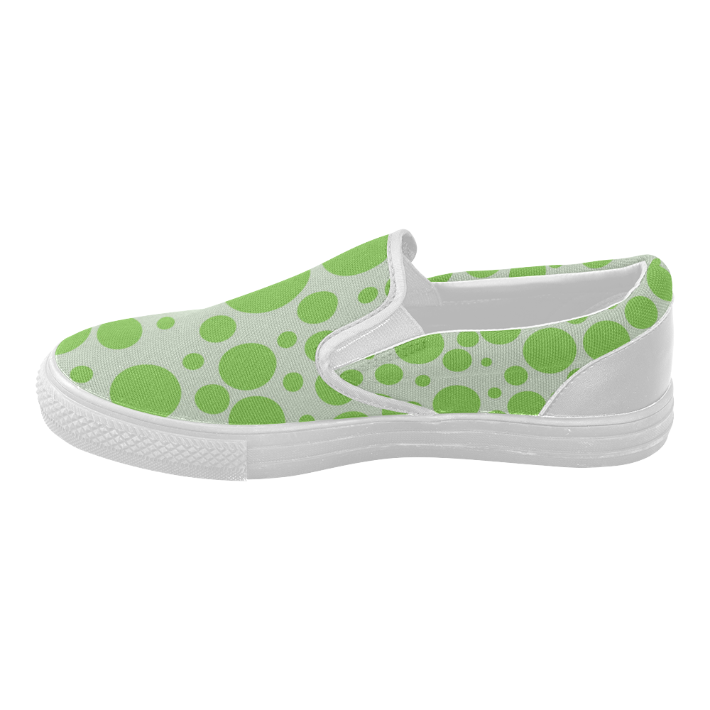 green polka dot Women's Slip-on Canvas Shoes (Model 019)