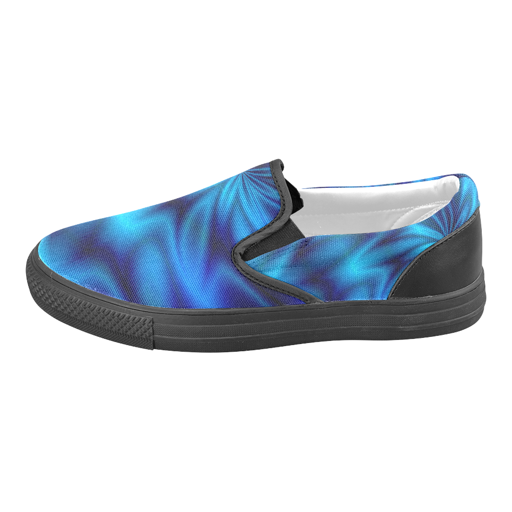 Blue Shiny Swirl Men's Slip-on Canvas Shoes (Model 019)