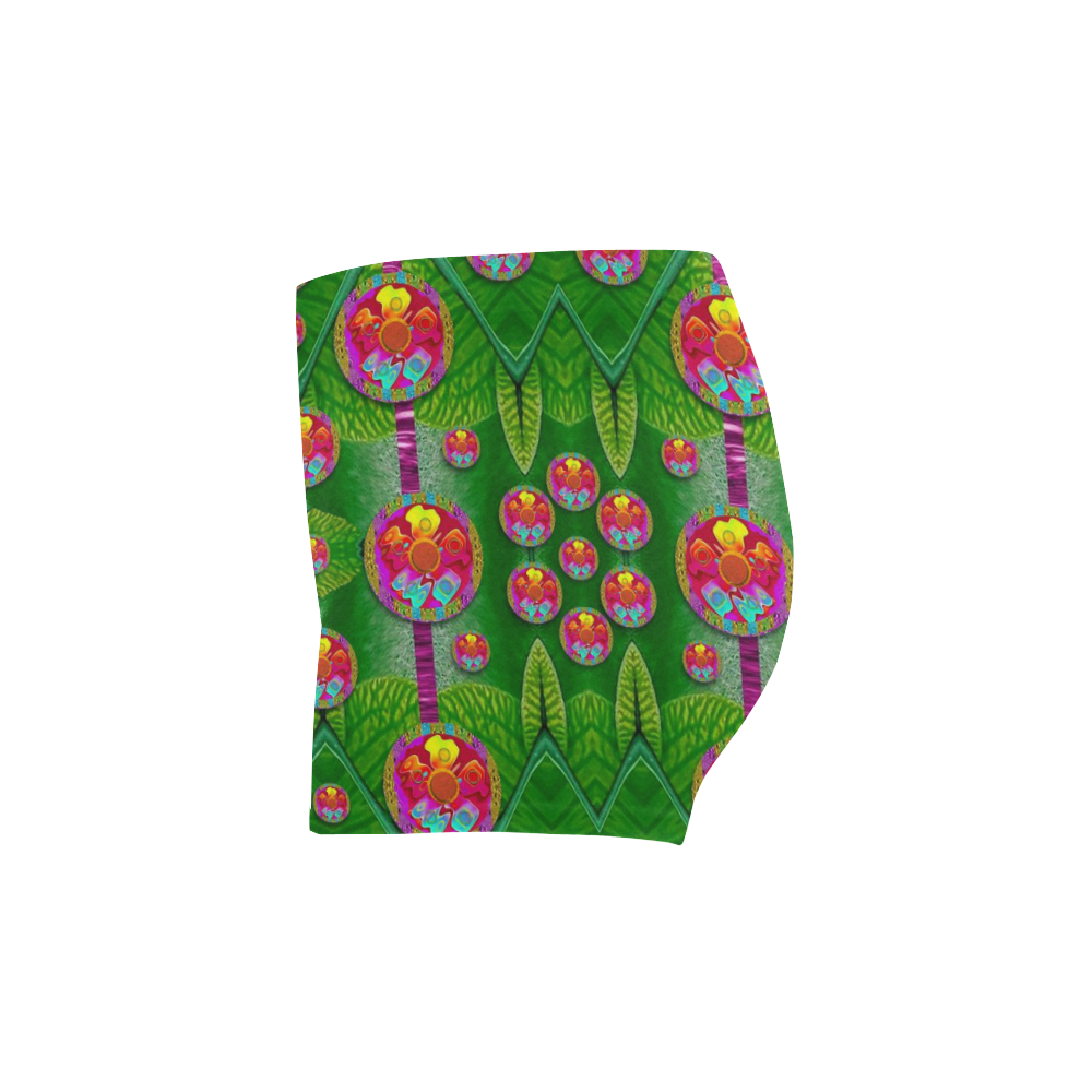 Orchid Forest Filled of big flowers and chevron Briseis Skinny Shorts (Model L04)