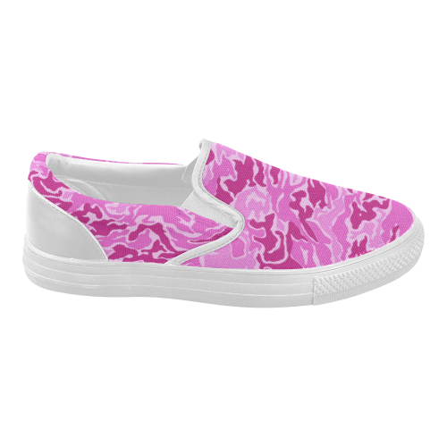 Camo Pink Camouflage Pattern Print Women's Slip-on Canvas Shoes (Model 019)