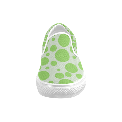 green polka dot Women's Unusual Slip-on Canvas Shoes (Model 019)