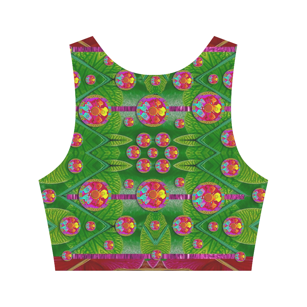 Orchid Forest Filled of big flowers and chevron Women's Crop Top (Model T42)