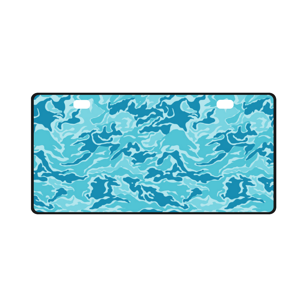 Camo Blue Camouflage Pattern Print License Plate