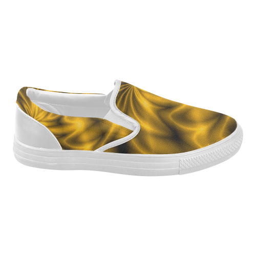 Golden Shiny Swirl Women's Slip-on Canvas Shoes (Model 019)