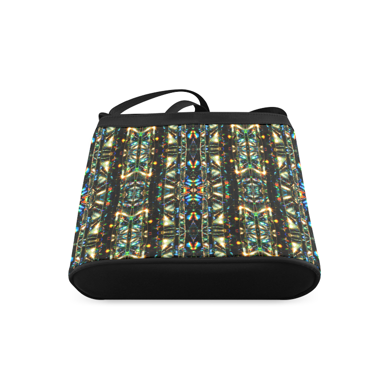 Glitzy Sparkly Mystic Festive Black Glitter Ornament Pattern Crossbody Bags (Model 1613)