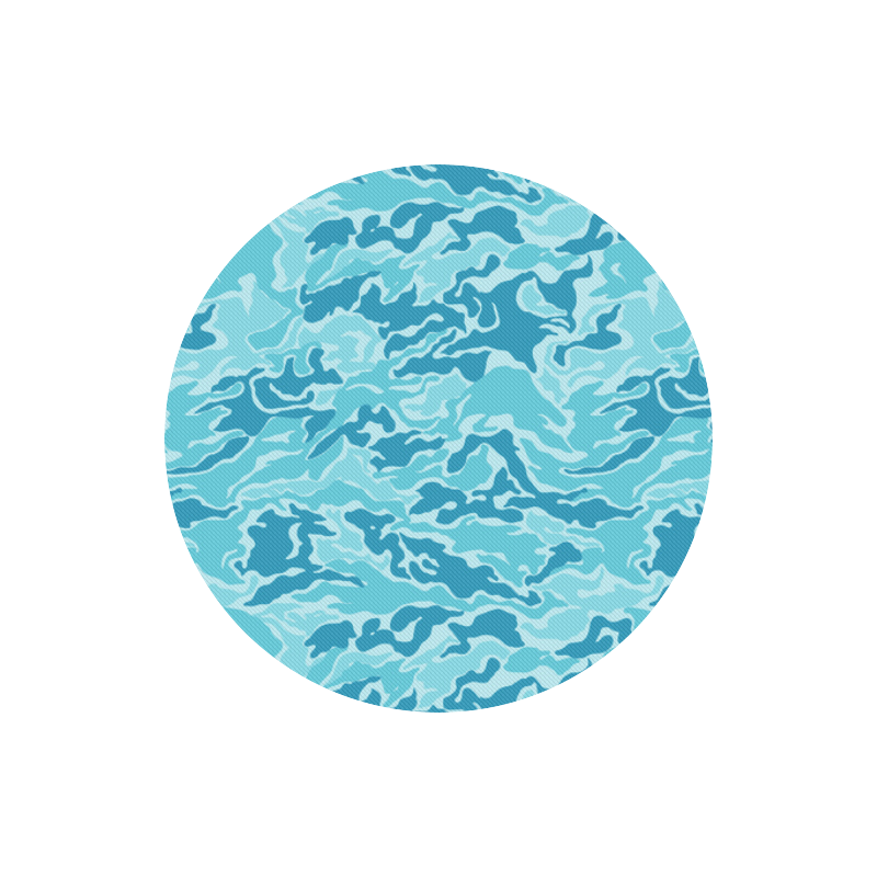 Camo Blue Camouflage Pattern Print Round Mousepad