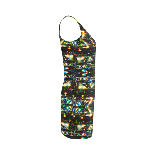 Glitzy Sparkly Mystic Festive Black Glitter Ornament Pattern Medea Vest Dress (Model D06)