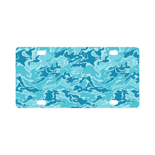 Camo Blue Camouflage Pattern Print Classic License Plate