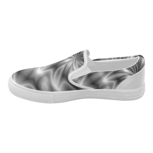 Silver Shiny Swirl Women's Slip-on Canvas Shoes (Model 019)