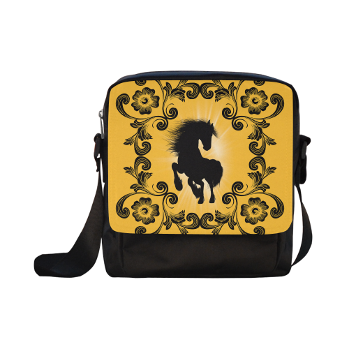Black horse silhouette Crossbody Nylon Bags (Model 1633)