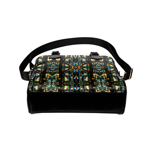 Glitzy Sparkly Mystic Festive Black Glitter Ornament Pattern Shoulder Handbag (Model 1634)