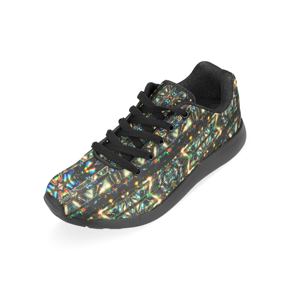 Glitzy Sparkly Mystic Festive Black Glitter Ornament Pattern Women’s Running Shoes (Model 020)