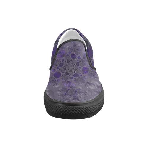 Purple fractal art Women's Unusual Slip-on Canvas Shoes (Model 019)