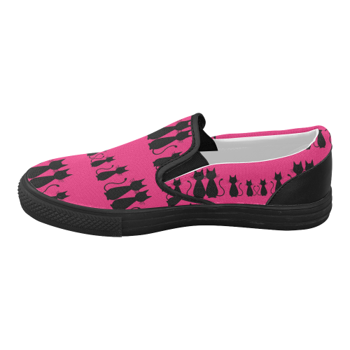 Cat Pattern Women's Slip-on Canvas Shoes (Model 019)