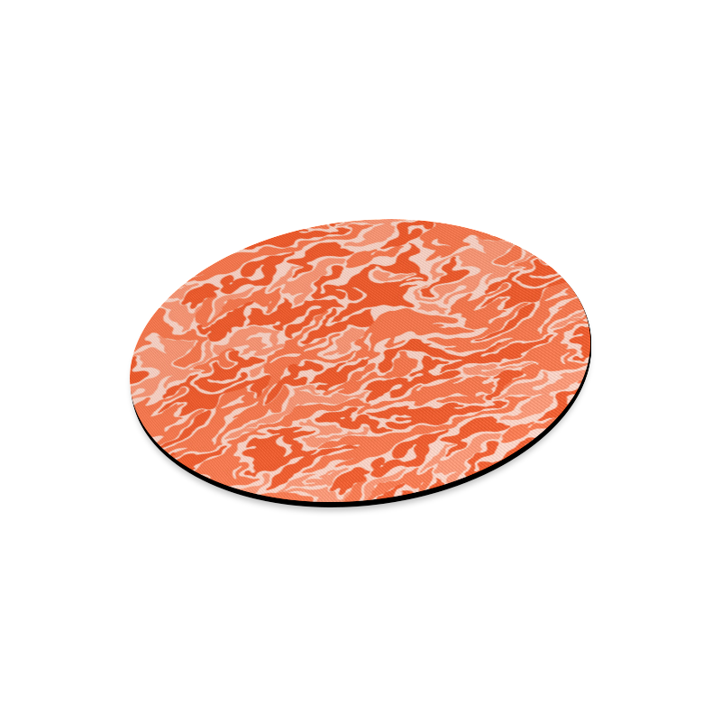 Camo Orange Camouflage Pattern Print Round Mousepad