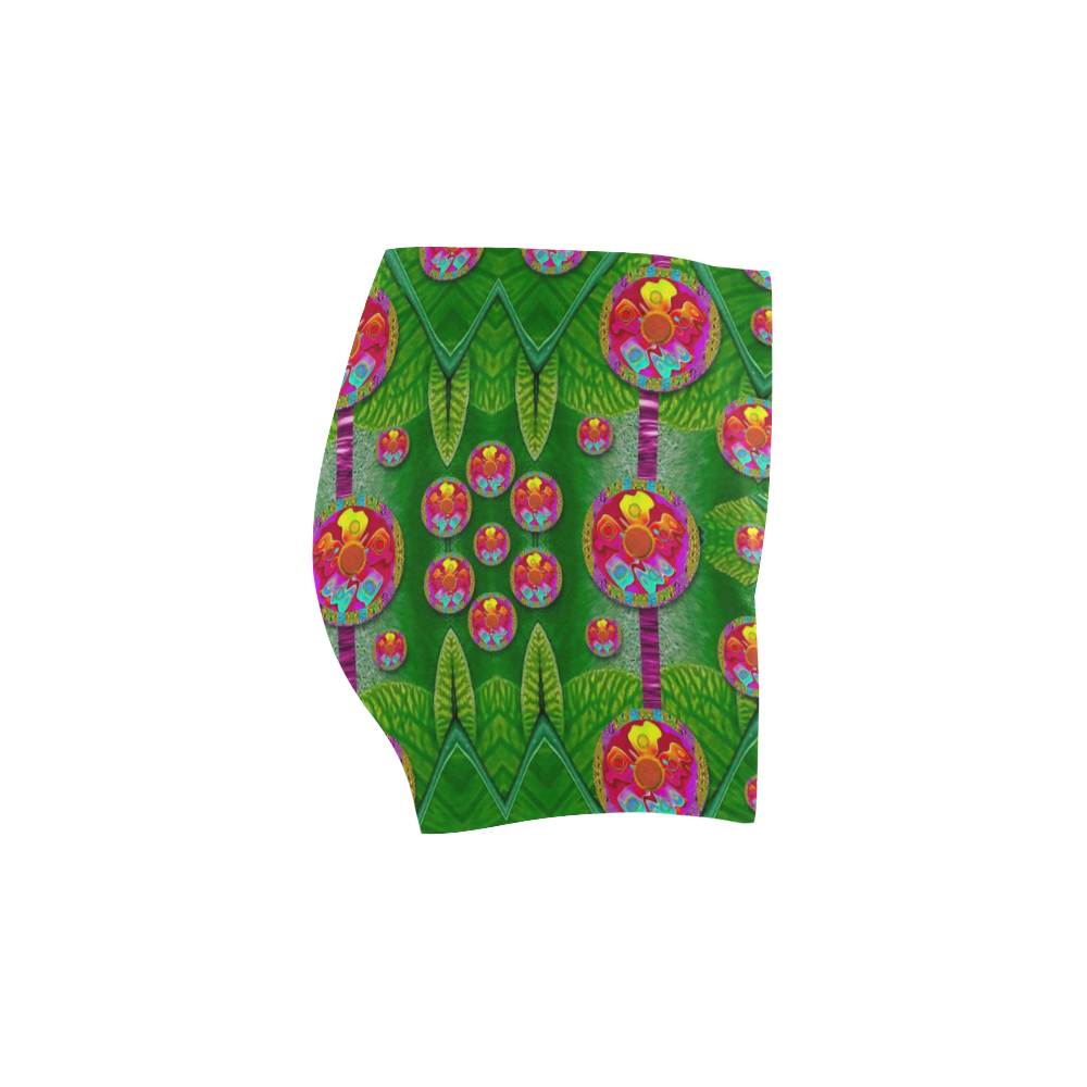 Orchid Forest Filled of big flowers and chevron Briseis Skinny Shorts (Model L04)