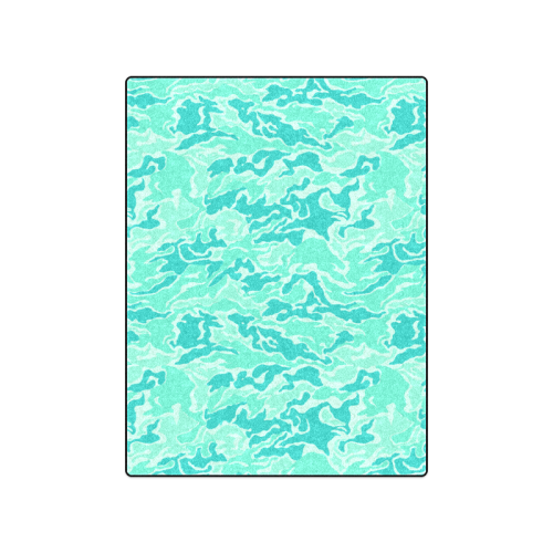 Camo Turquoise Camouflage Pattern Print Blanket 50"x60"