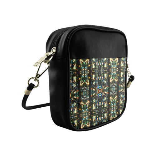 Glitzy Sparkly Mystic Festive Black Glitter Ornament Pattern Sling Bag (Model 1627)