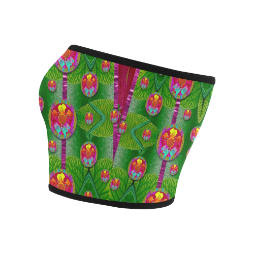 Orchid Forest Filled of big flowers and chevron Bandeau Top