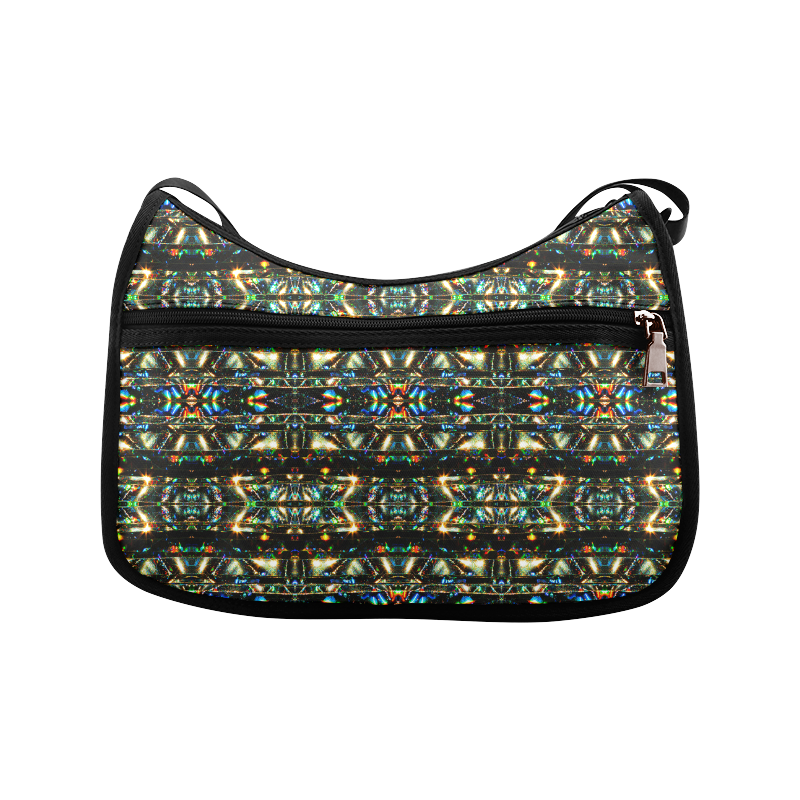 Glitzy Sparkly Mystic Festive Black Glitter Ornament Pattern Crossbody Bags (Model 1616)