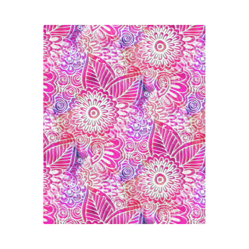Pink Boho Flowers Duvet Cover 86"x70" ( All-over-print)