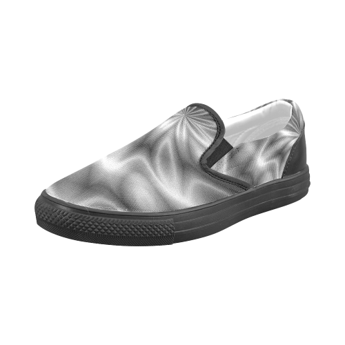 Silver Shiny Swirl Men's Slip-on Canvas Shoes (Model 019)