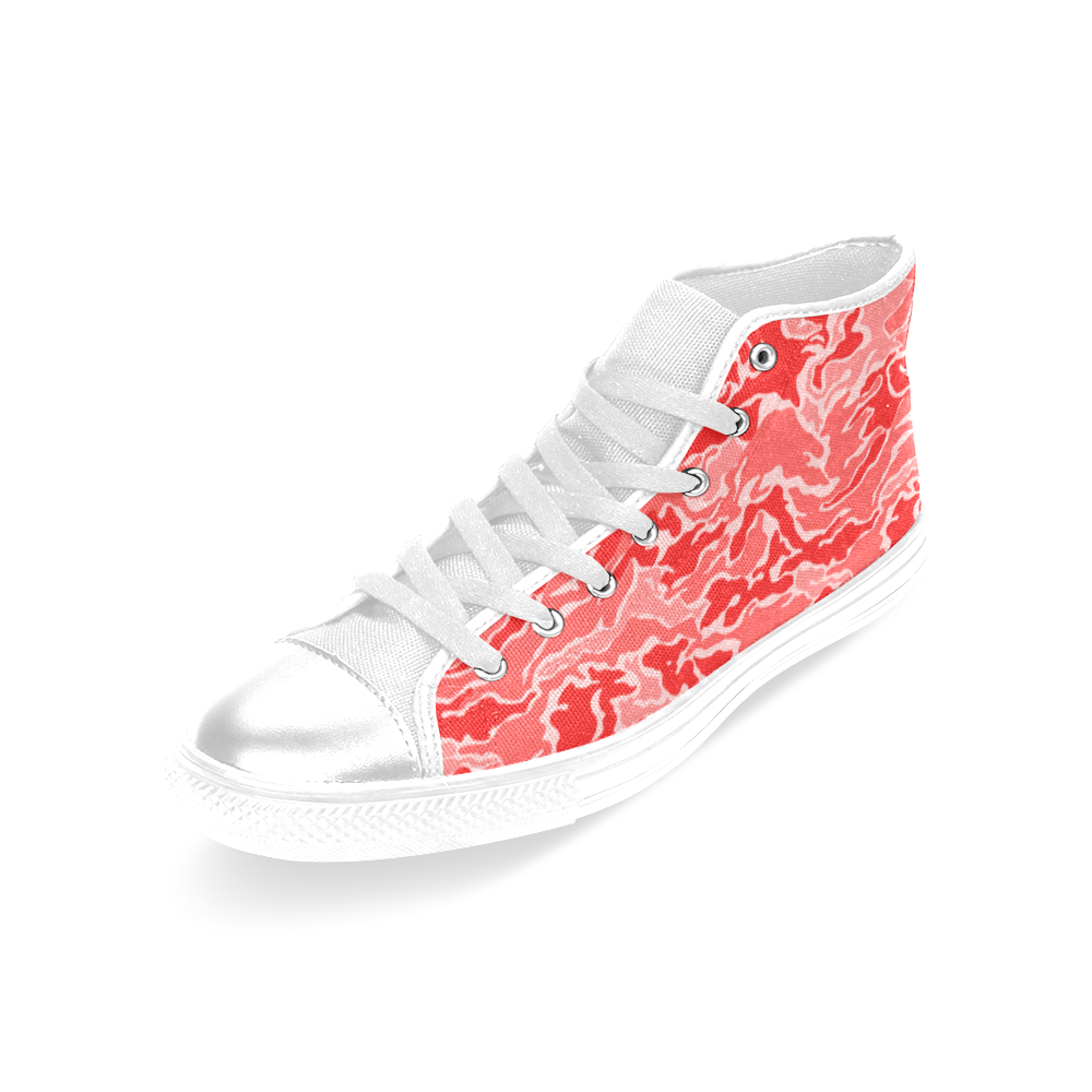 Camo Red Camouflage Pattern Print Women's Classic High Top Canvas Shoes (Model 017)