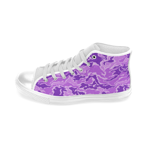 Camo Purple Camouflage Pattern Print Men’s Classic High Top Canvas Shoes (Model 017)