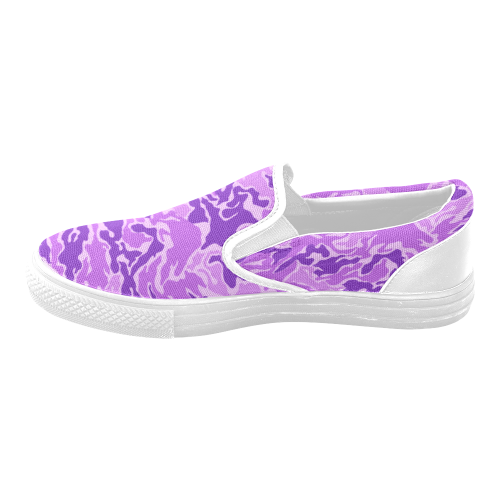 Camo Purple Camouflage Pattern Print Women's Unusual Slip-on Canvas Shoes (Model 019)