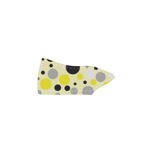 yellow white and gray polka dot Women's Slip-on Canvas Shoes (Model 019)