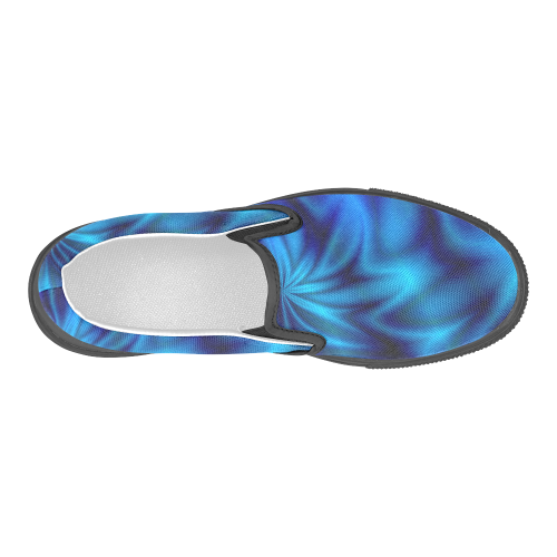 Blue Shiny Swirl Men's Slip-on Canvas Shoes (Model 019)