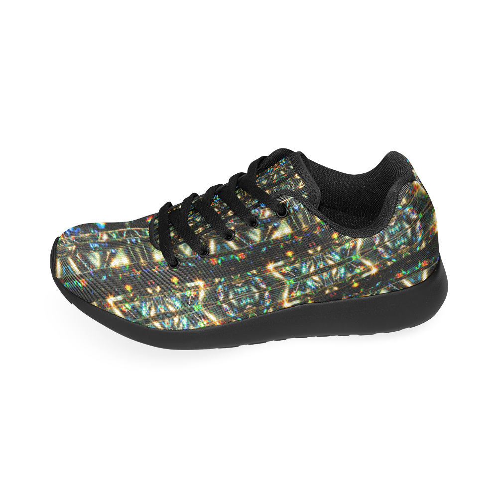 Glitzy Sparkly Mystic Festive Black Glitter Ornament Pattern Women’s Running Shoes (Model 020)