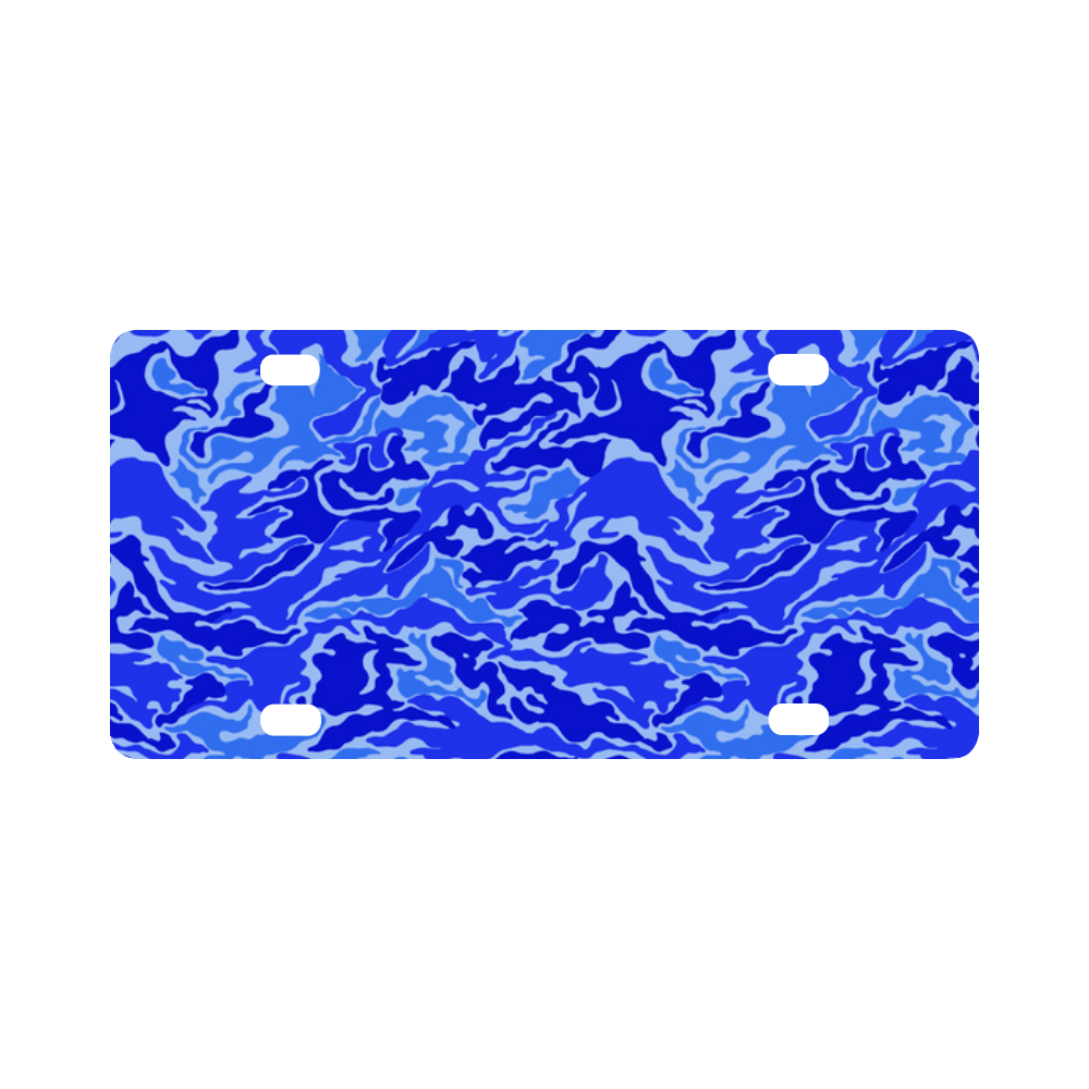 Camo Blue Camouflage Pattern Print Classic License Plate