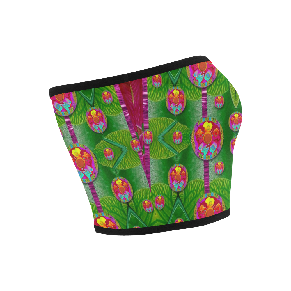 Orchid Forest Filled of big flowers and chevron Bandeau Top
