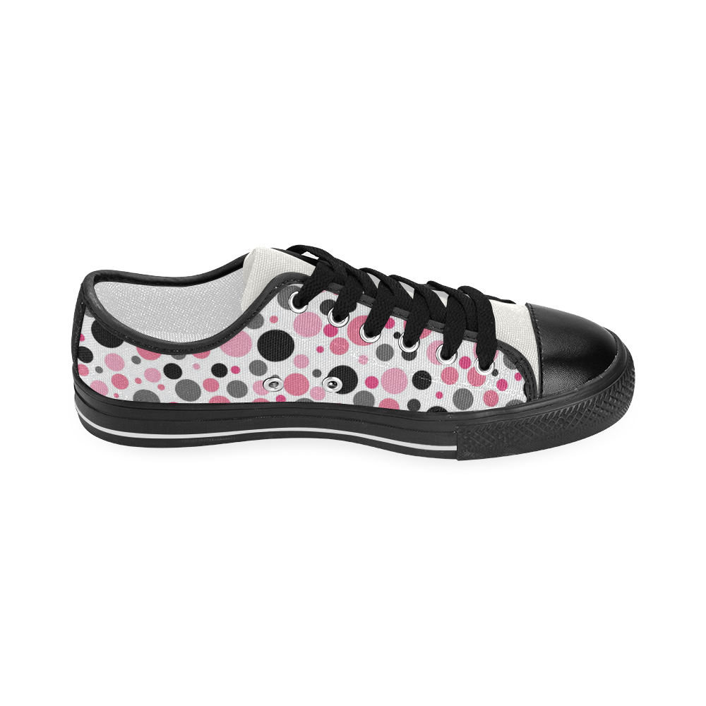 pink gray and black polka dots Women's Classic Canvas Shoes (Model 018)