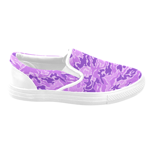 Camo Purple Camouflage Pattern Print Women's Unusual Slip-on Canvas Shoes (Model 019)